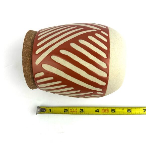 Set of 2 Canister with Cork Lid Orange and Tan NWT - Picture 7 of 7